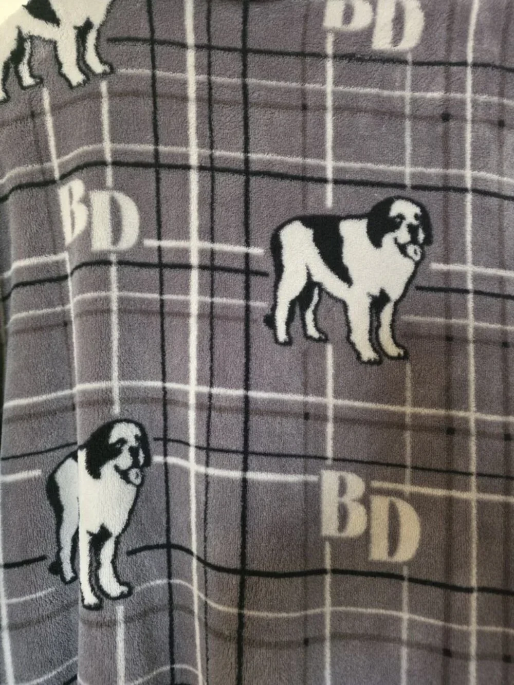 Big Dogs Plush Fleece Bath Robe Gray Plaid One Size Belted Soft Men's Robe